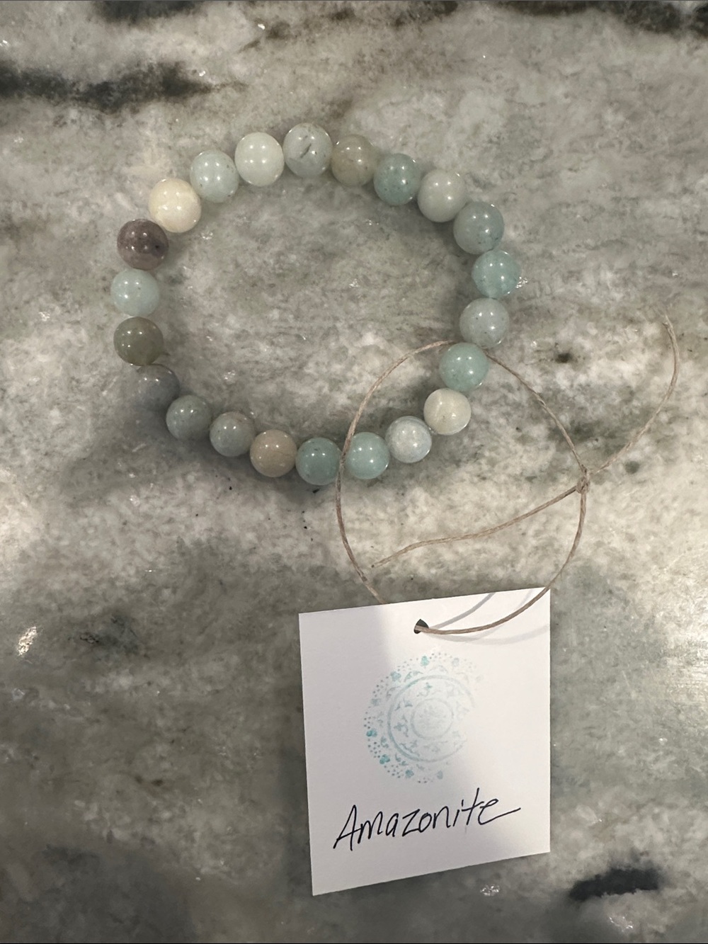 Reiki Infused Amazonite Natural Stone Beaded Stretch Bracelet